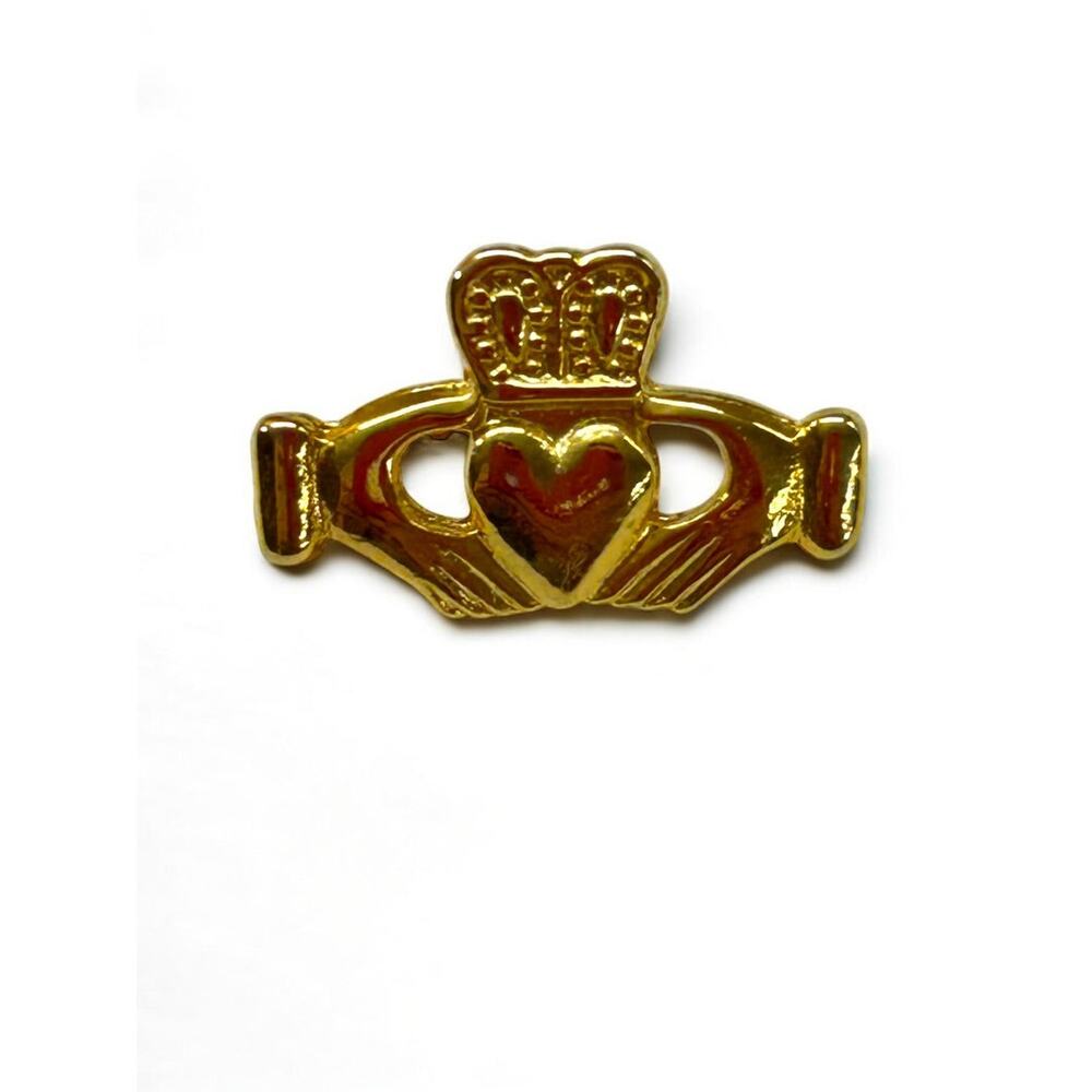 Goldtone Claddagh Lapel Pin Small .75 Inch Irish Celtic